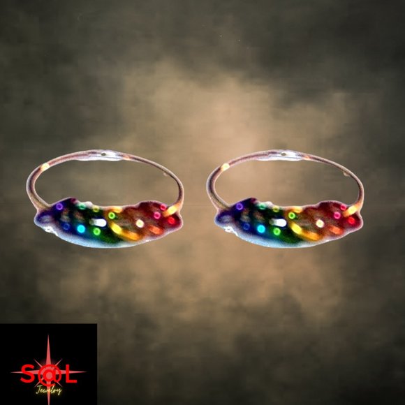 Rainbow Rings Hoop Earrings - Picture 2 of 3